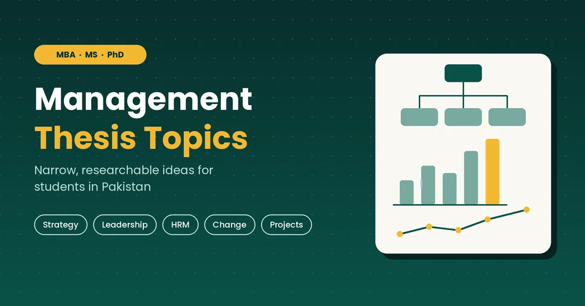 Management thesis topics for MBA, MS and PhD students in Pakistan, covering strategy, leadership, HRM, change and project management